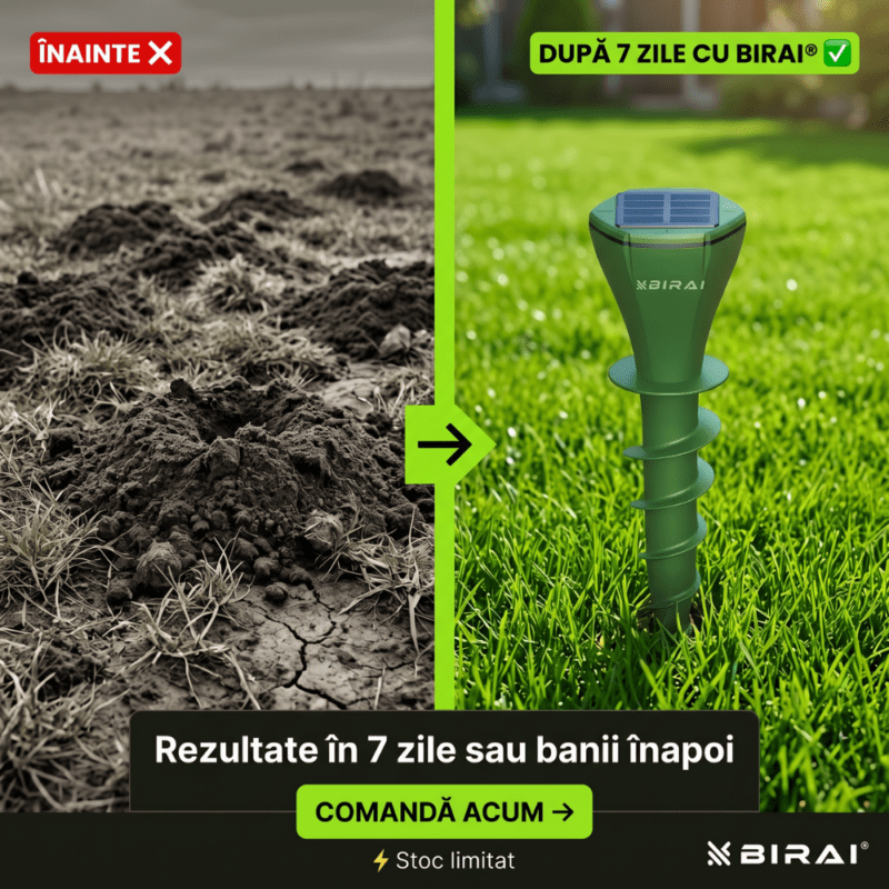 Aparat anti cartite solar BIRAI pentru protectia gazonului si gradinii